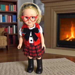 CitiToy My Life As Doll 18" Girl 2013 Plaid Skirt Boots Glasses Outfit Headband